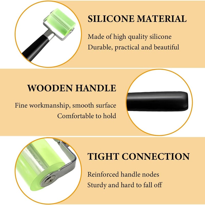 Wevdn 1 PCS Sound Deadening Car Seam Roller, Silicone Car Sound Deadening Application Wheel Roller, Seam Roller Equipped Smooth Handle for Heat Insulation Mat Wallpaper Application (Large Green-1PCS) - Image 3